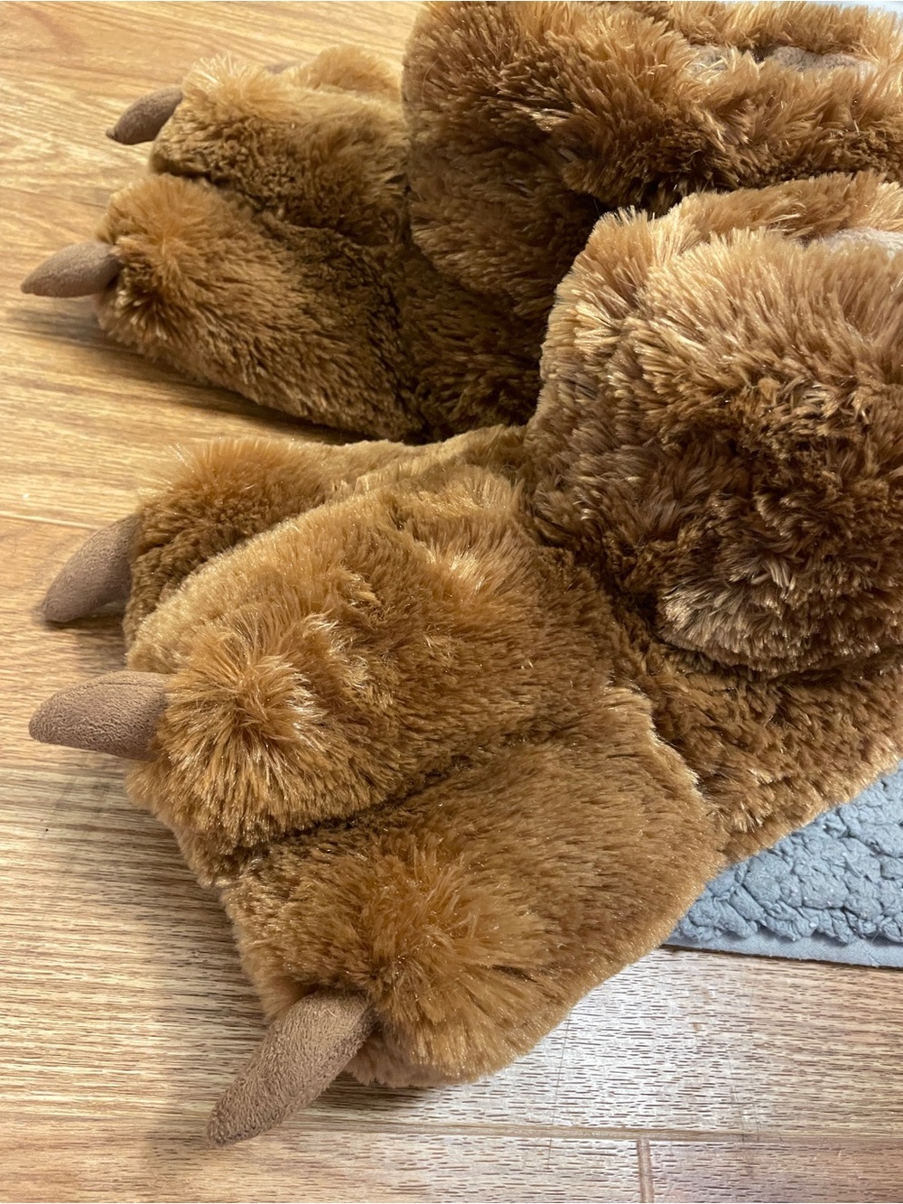 Lazy One Brown Plush Bear Claw Slippers